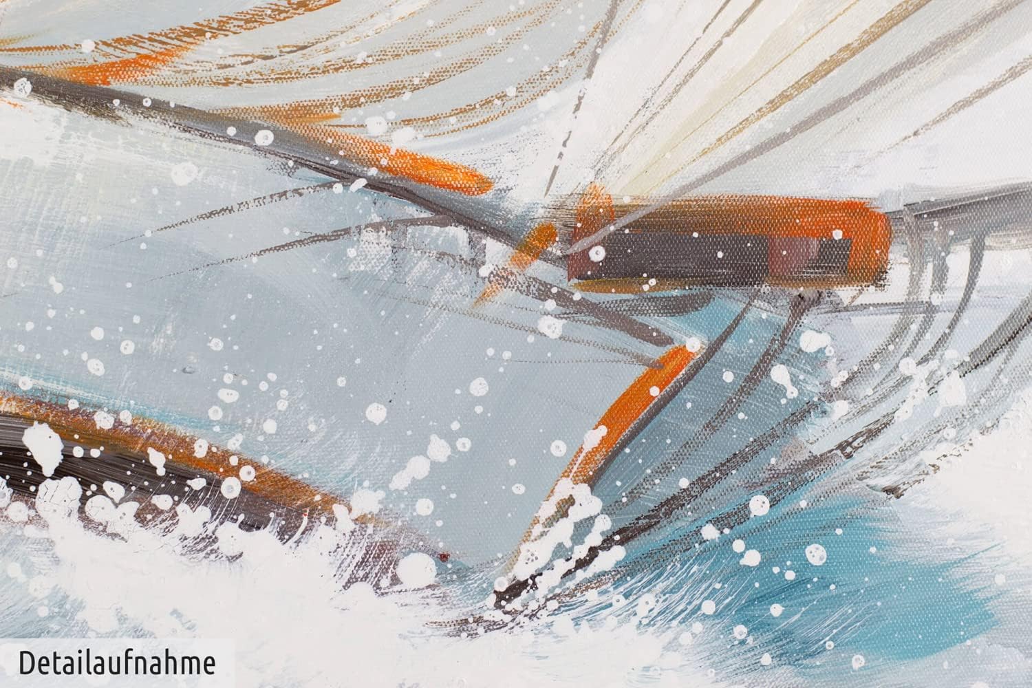 KunstLoft Leinwandbild | 100% HANDGEMALT | 150x50cm | Gemälde 'Ruf des Abenteuers' | Schiffe & Boote | Weiß | Wandbild Wohnzimmer
