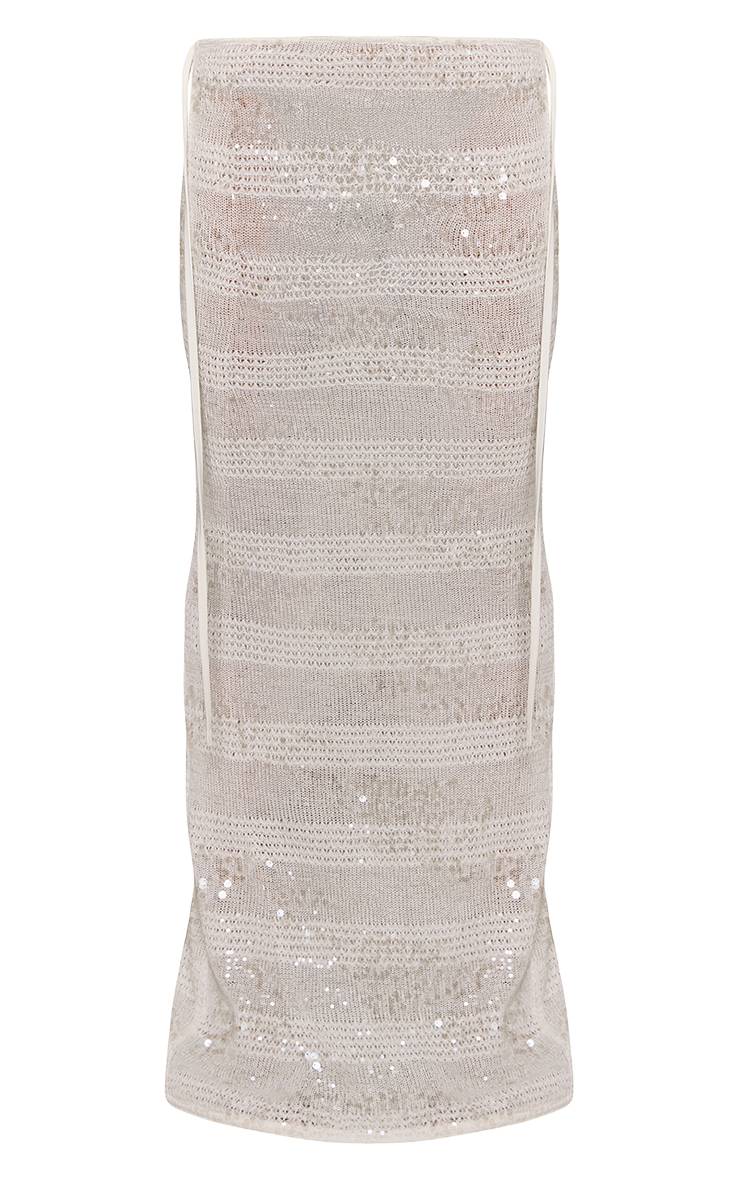 Blanc Jupe Longue Évasée À Sequins Texturés Coordonnée
