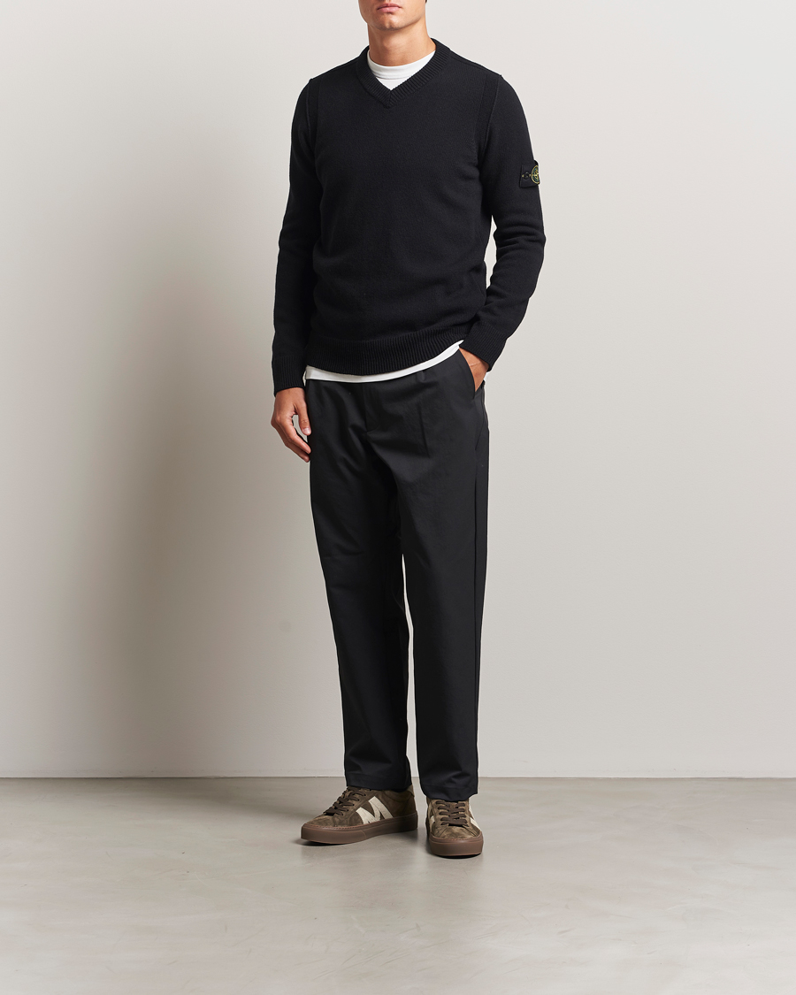 Stone Island Knitted Lambswool V-Neck Black
