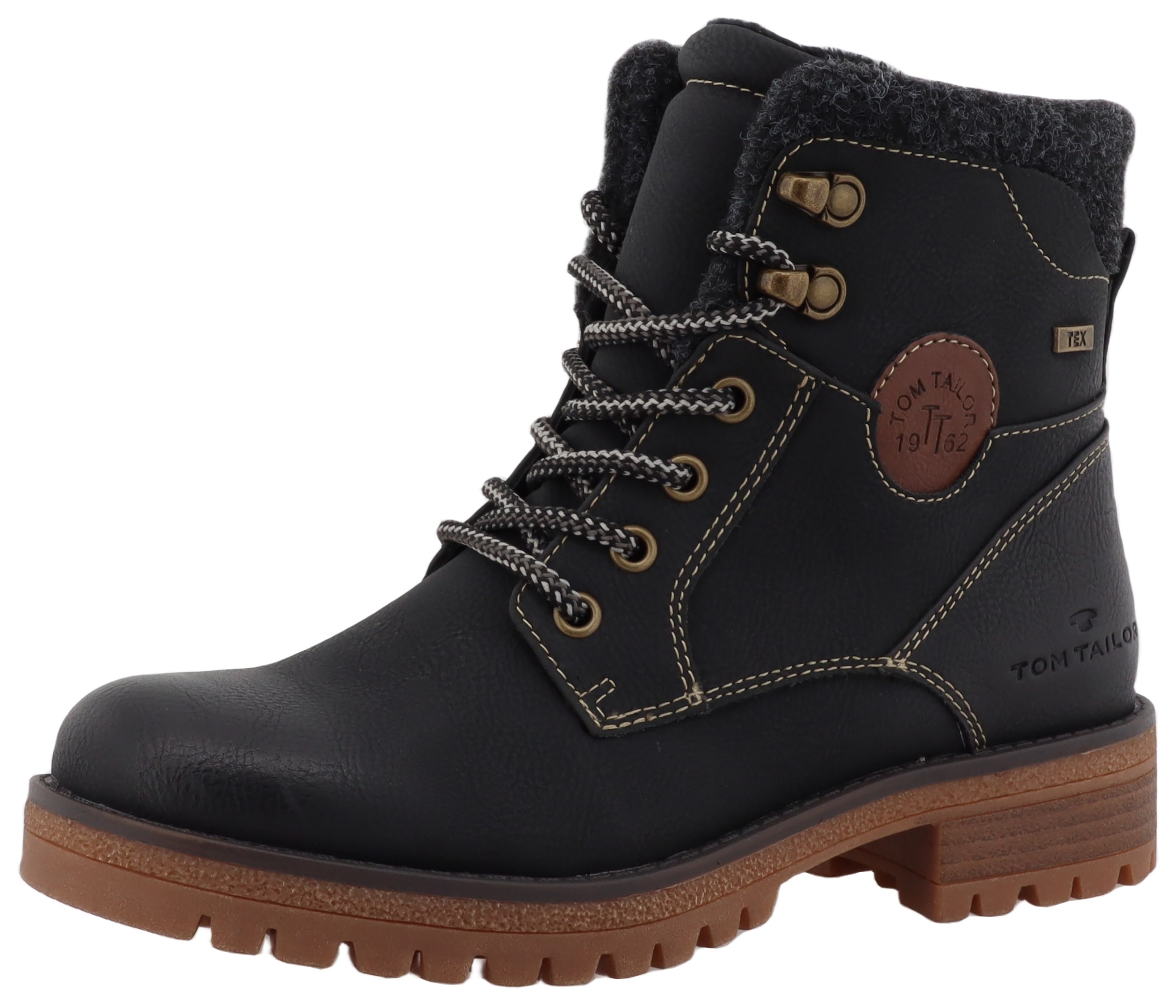 TOM TAILOR Schnürboots  , Blockabsatz, Outdoorschuh, Schnürstiefelette mit Reissverschluss