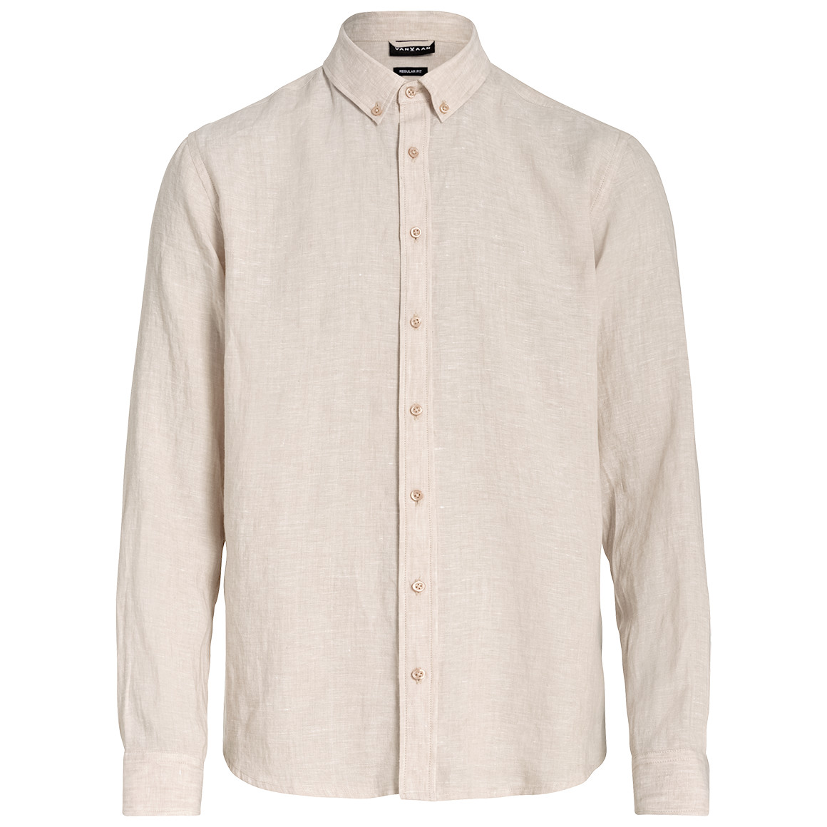 VanVaan Herren Leinen-Hemd mit Button-Down-Kragen beige