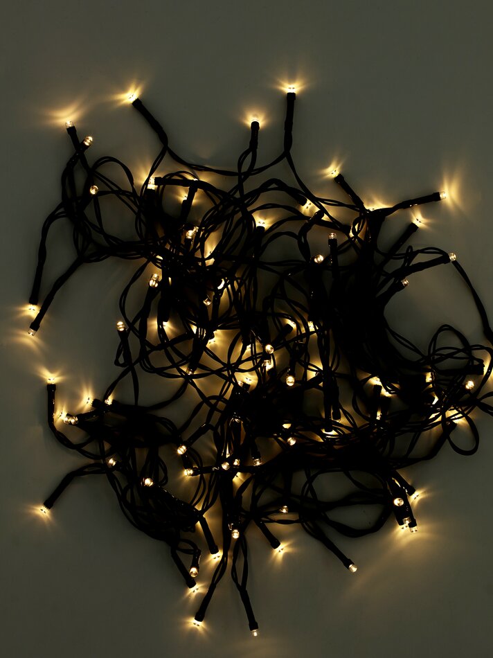 Cordão de luzes solares com 100 LEDs pequenos - Branco