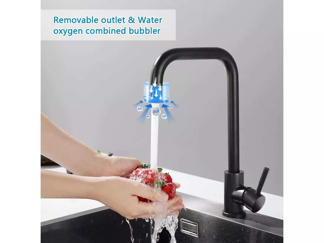 Cecipa max Robinet Cuisine Noir Nacré, Mitigeur Cuisine Noir Mat à Poignée Unique, Robinet Mitigeur Cuisine en Acier Inoxydable,EU Modèle