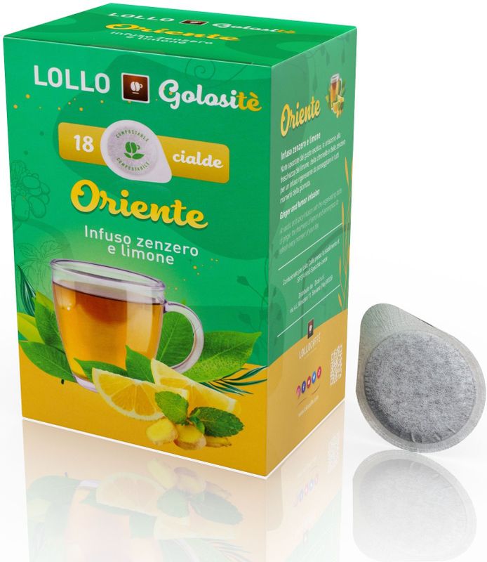 Lollo Caffé Instantdrank Oriente Gember met Citroen ESE pods Lollo Caffe 18st