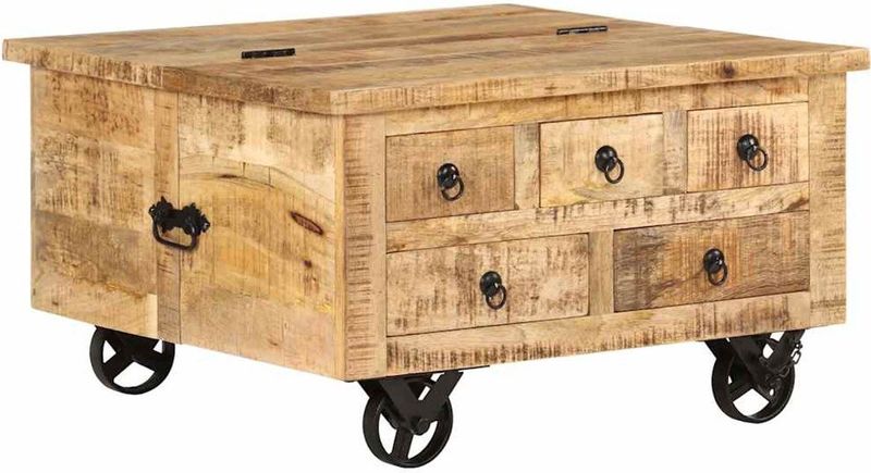 vidaXL - Salontafel - Ruw Mangohout - 70x70x40 cm - Handgemaakt