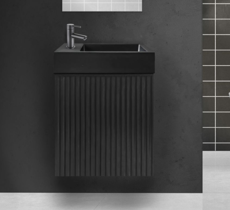 SaniGoods Mika fontein onderkast met ribbelfront 40x22.3x50cm zwart eiken