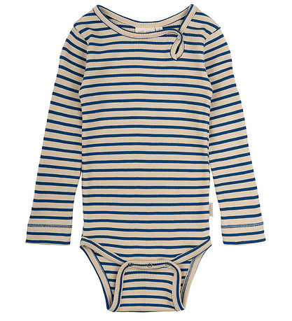 Petit Piao Body l/æ - Rib - Modal - Dark Cobalt/Dark Off White