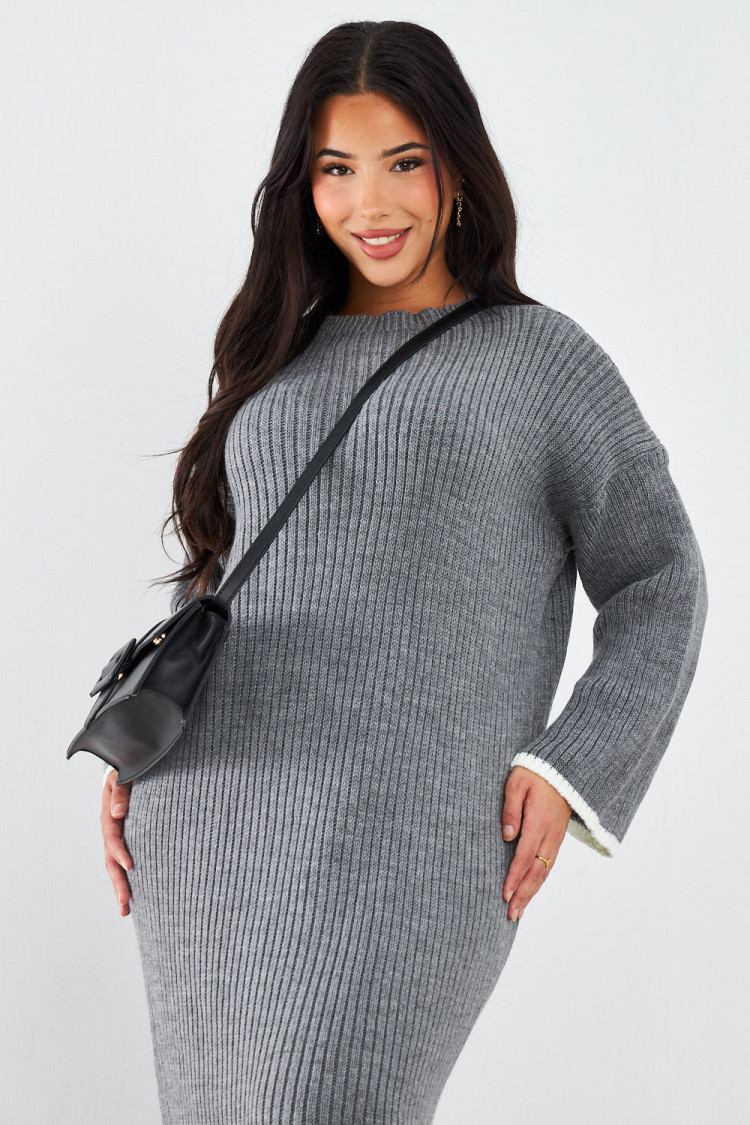 Robe pull grise longue