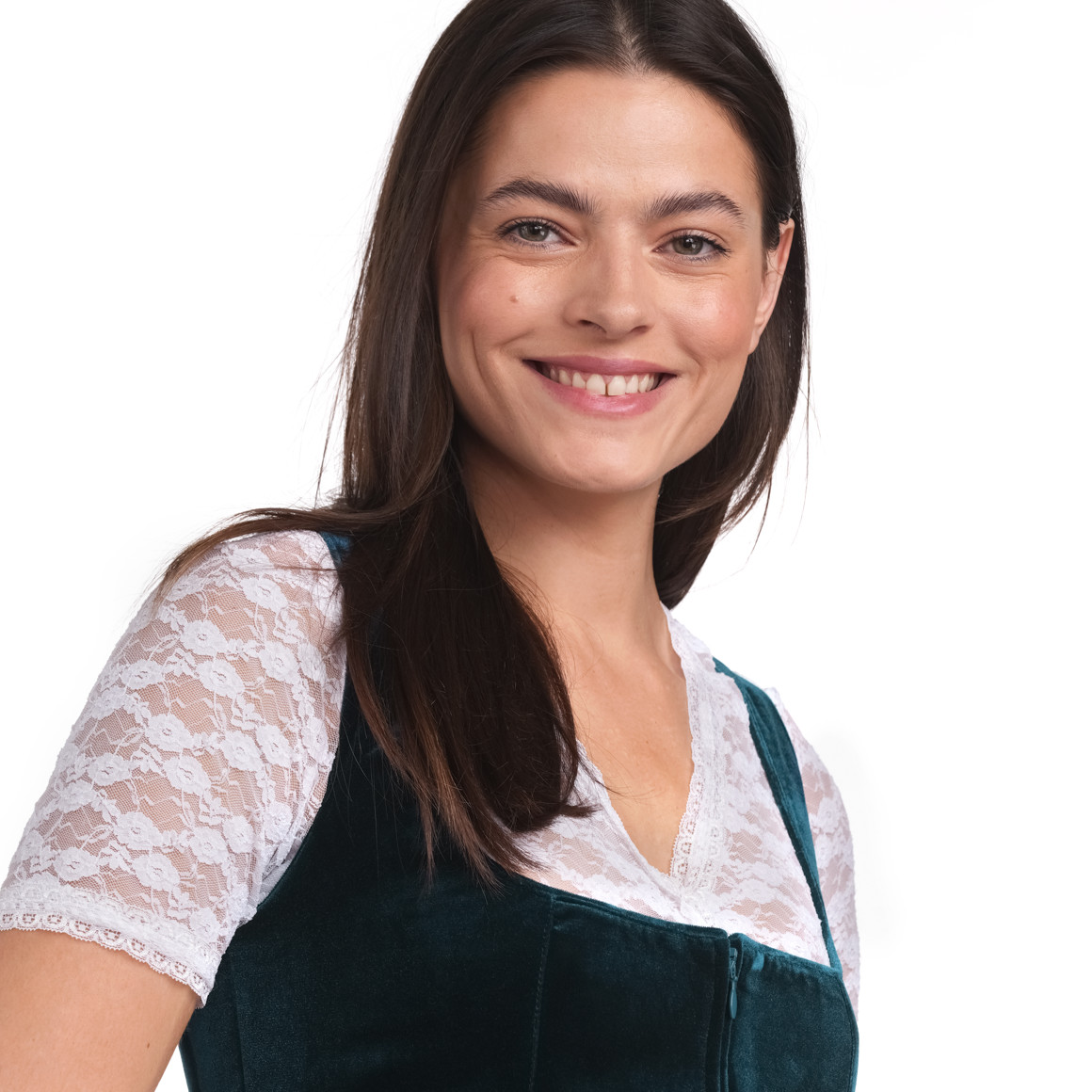 Gina Benotti Damen Dirndl mit Velvet dunkeltürkis / orange