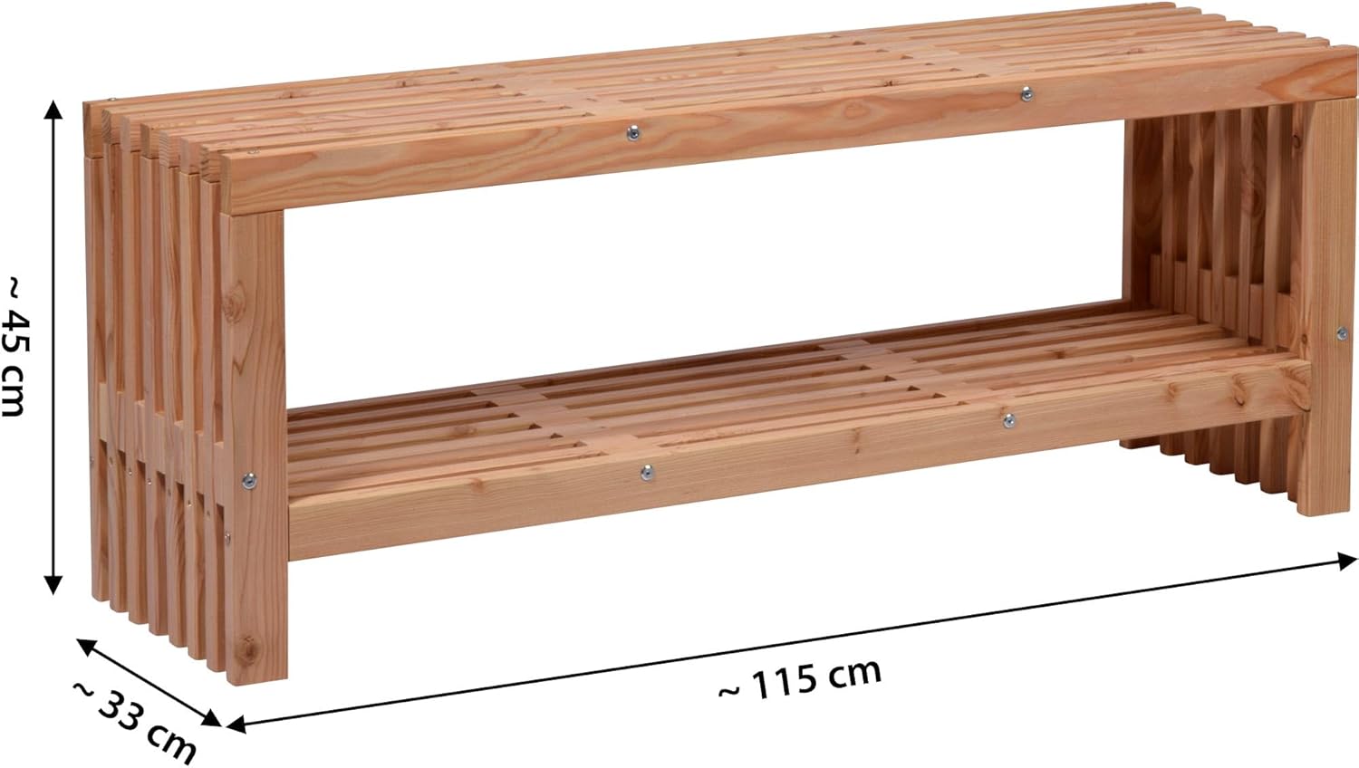 dobar® Green Label 29109FSCe | Gartenbank Freja mit Kaminholzfach | Moderne Sitzbank mit Stauraum | Robustes Douglasie-Holz mit Schutzlasur | Holzbank Massiv | 115 x 30 x 45 cm | Natur