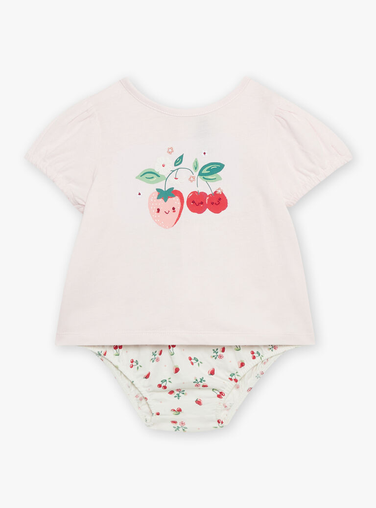 T-shirt et bloomer rose et blanc en jersey