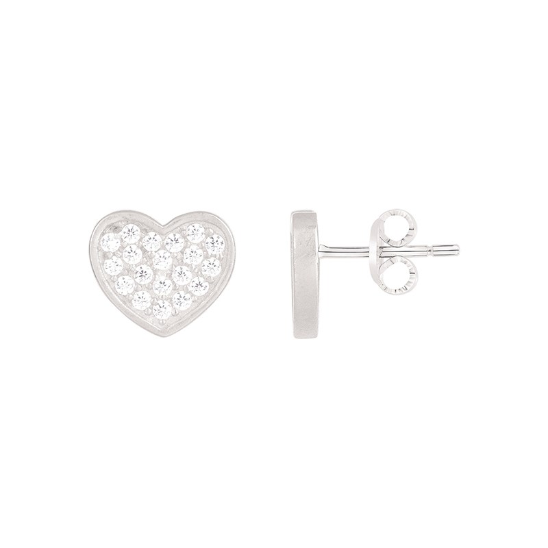 Boucles d'oreilles clous en Argent avec oxyde de zirconium blanc
