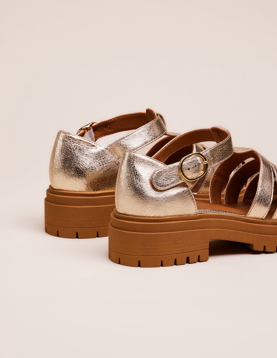 ROSALIA - Sandales rosalia - cuir grainé champagne | Doré