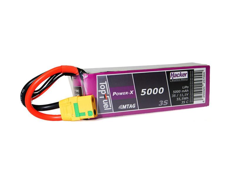 Hacker RC-Akku LiPo 5000 mAh 11.1 V 35C TopFuel Power-X MTA 3S LiPo-Akku für Flugmodelle