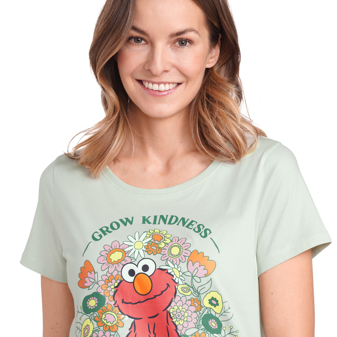 Gina Benotti Sesamstraße Shorty mit Krümelmonster-Print hellgrün / rosa