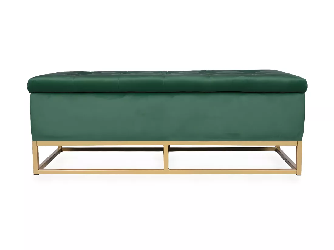 Banquette coffre Angele Velours vert pieds or