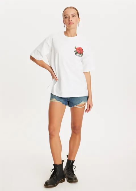T-shirt met print artwork wit (WIT)