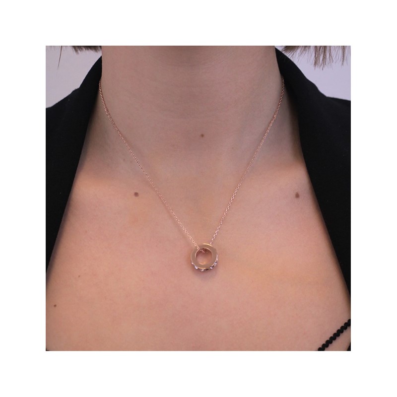 Pendentif Square Roller - Or Rosé et Cristal