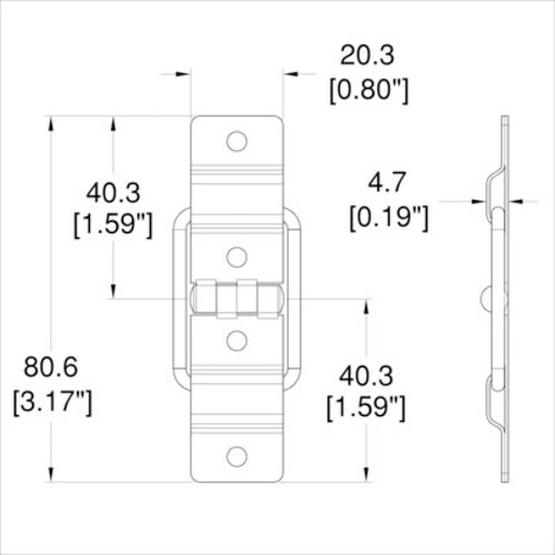 Penn Elcom stopscharnier, 80 x 20 mm