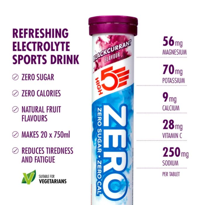 High5 Unisex Elektrolytter Zero Blackcurrent - Box 8x20 Tabs Hvid