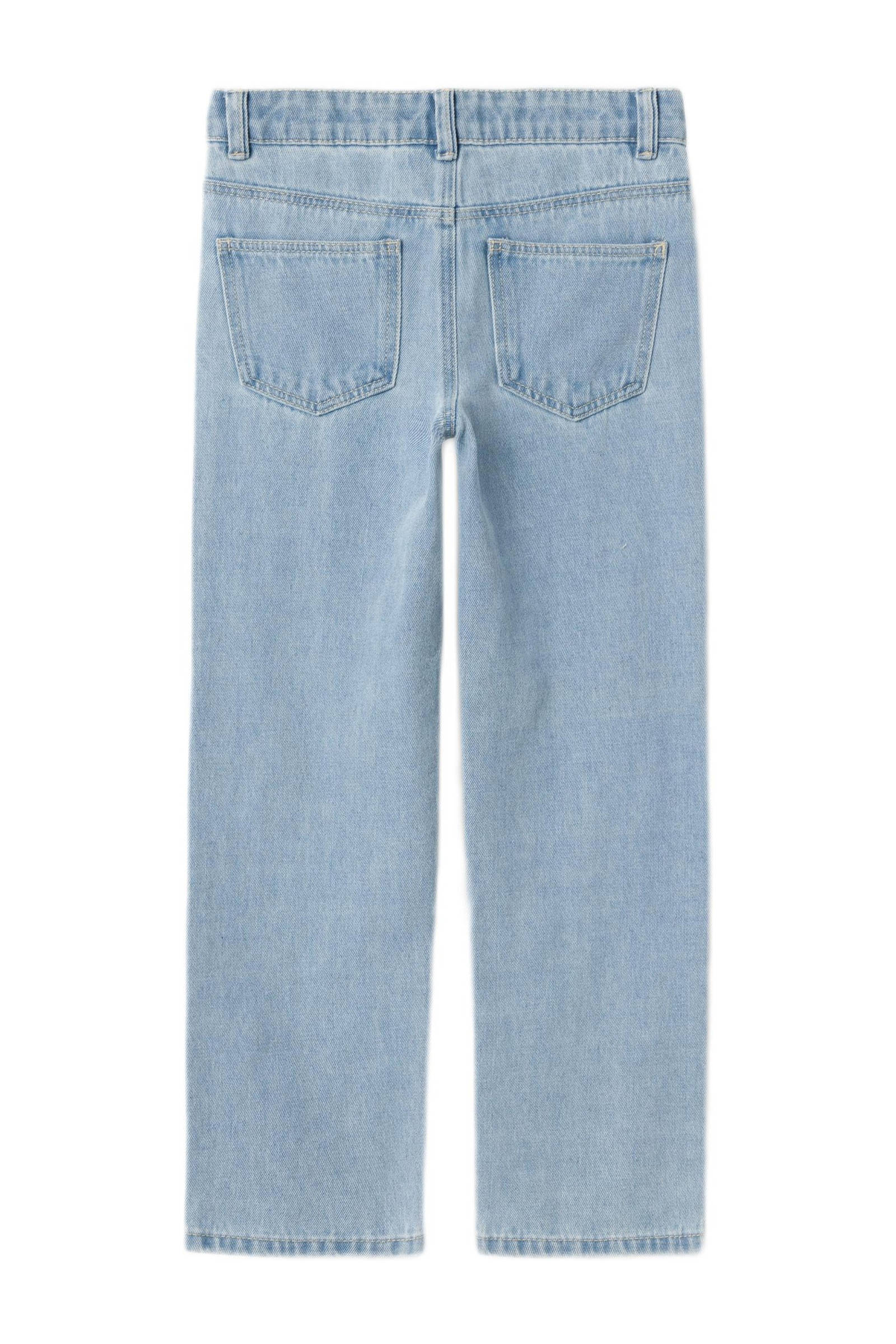 NAME IT gebloemde straight leg jeans NKFROSE light blue denim