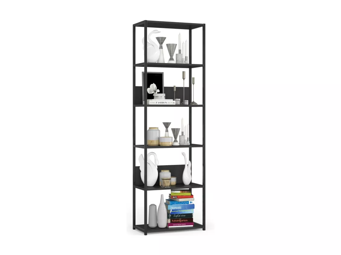 Étagère murale industrielle AKORD Noire 60 cm 6 étagères 60x32x192 cm