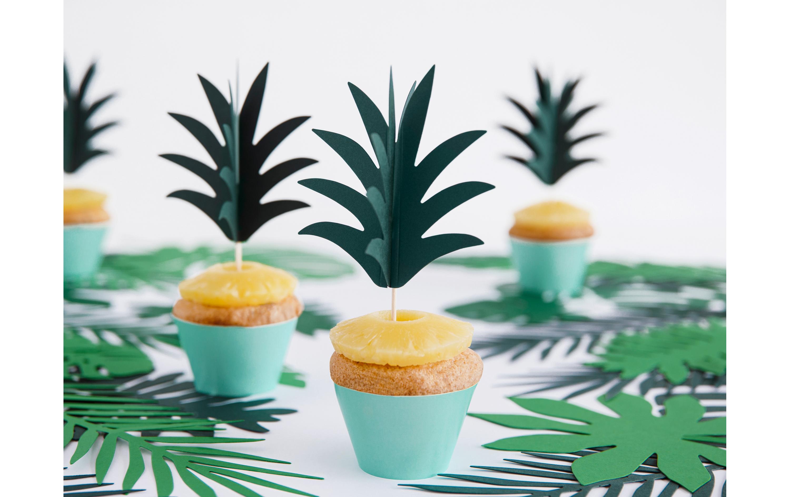 Kuchen-Topper Aloha Ananas 6 Stück, GrünMuffin-Dekoration
