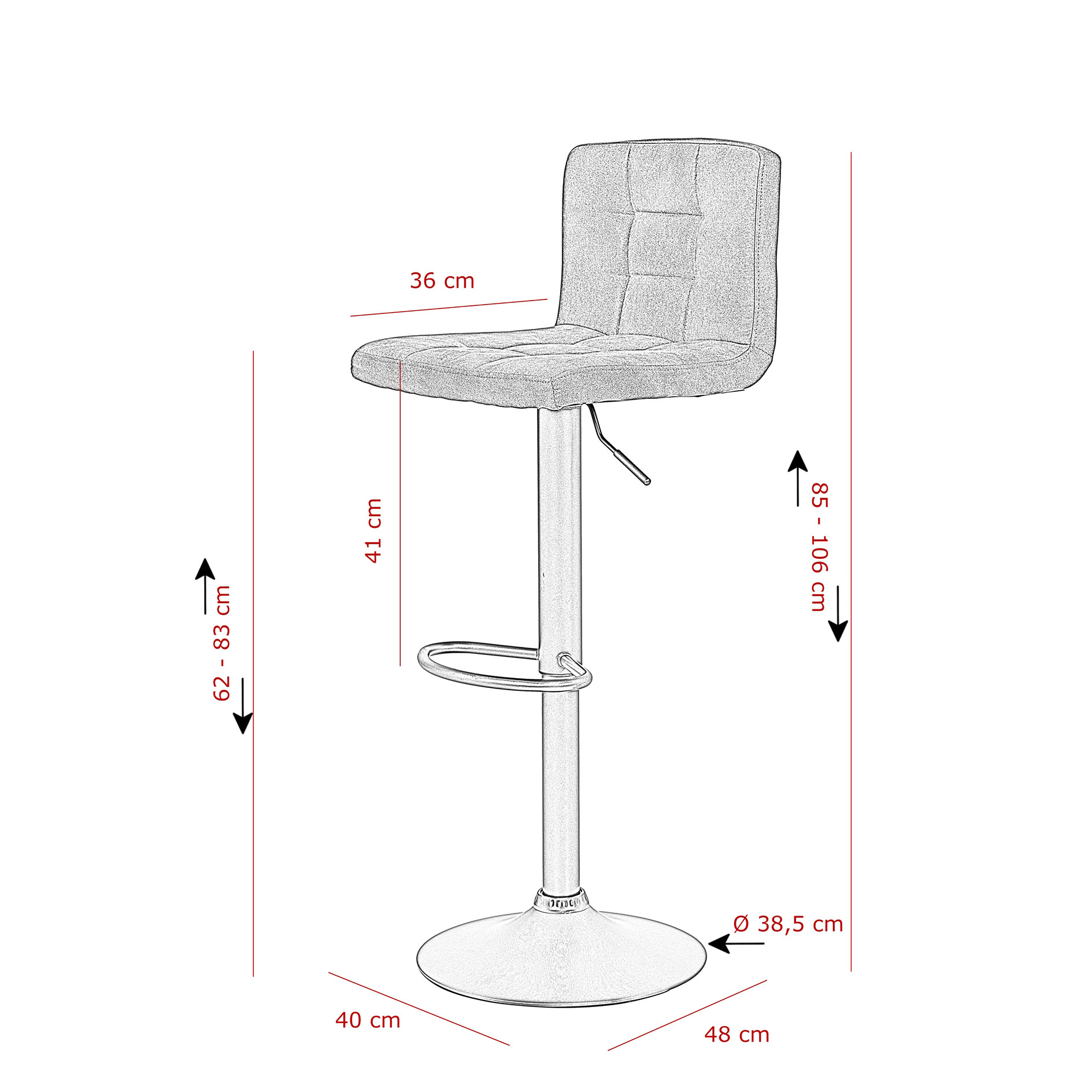 Barhocker - grau - Samtvelours