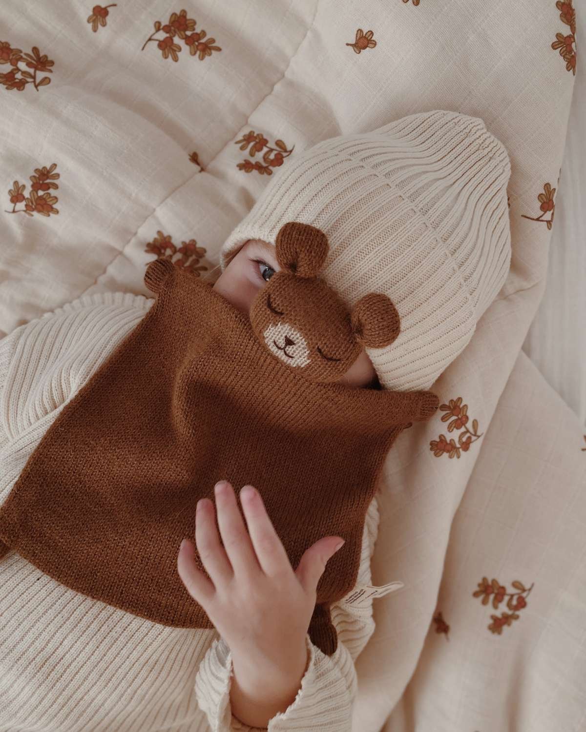Koseklut Bamse – Håndstrikket Alpakkaull | Knitted Cuddle Cloth