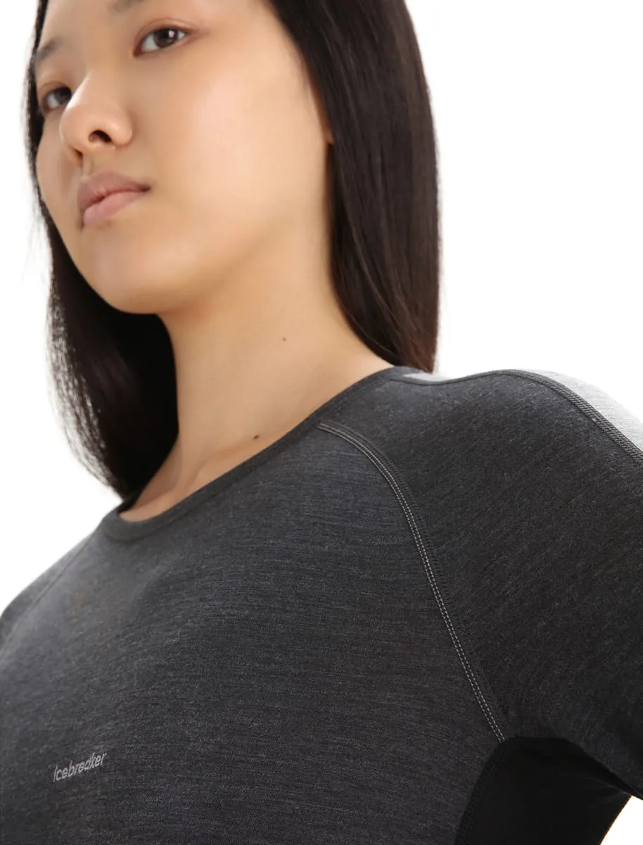 Icebreaker Women's 125 Zoneknit™ Long Sleeve Crew Jet Heather/Black/Metro Heather/Cb