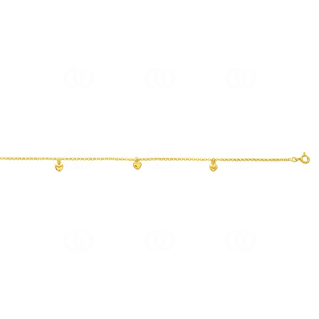 Fusskette 750/18 K Gelbgold mit Herz Charms