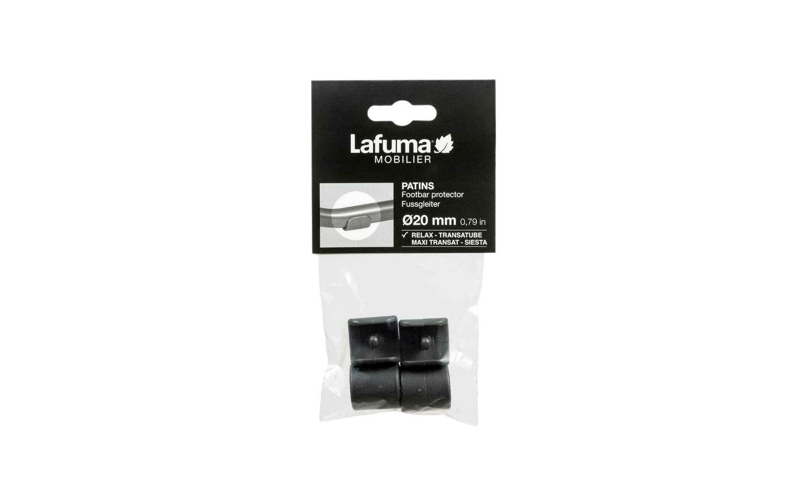 Fußschoner für Relaxliege RT2  Ø 20 mm 4 Stück Anthrazit