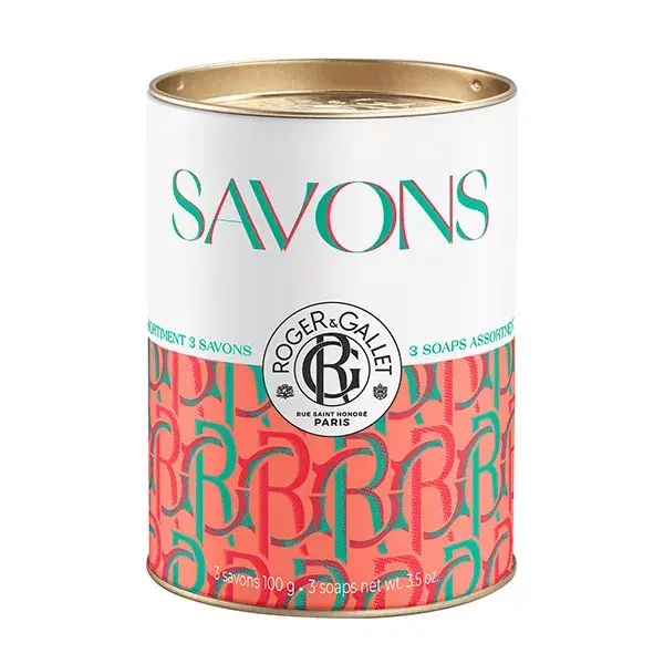 Conjunto de presente Roger & Gallet com 3 sabonetes benéficos: Gengibre Vermelho, Neroli e Cravo (100g)
