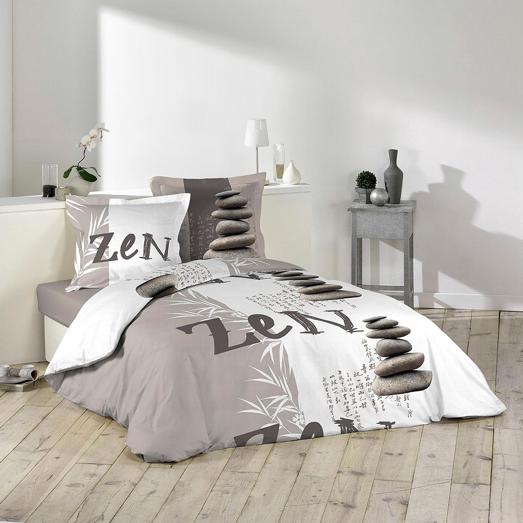 Parure de couette 2 personnes GALETS ZEN 220x240cm