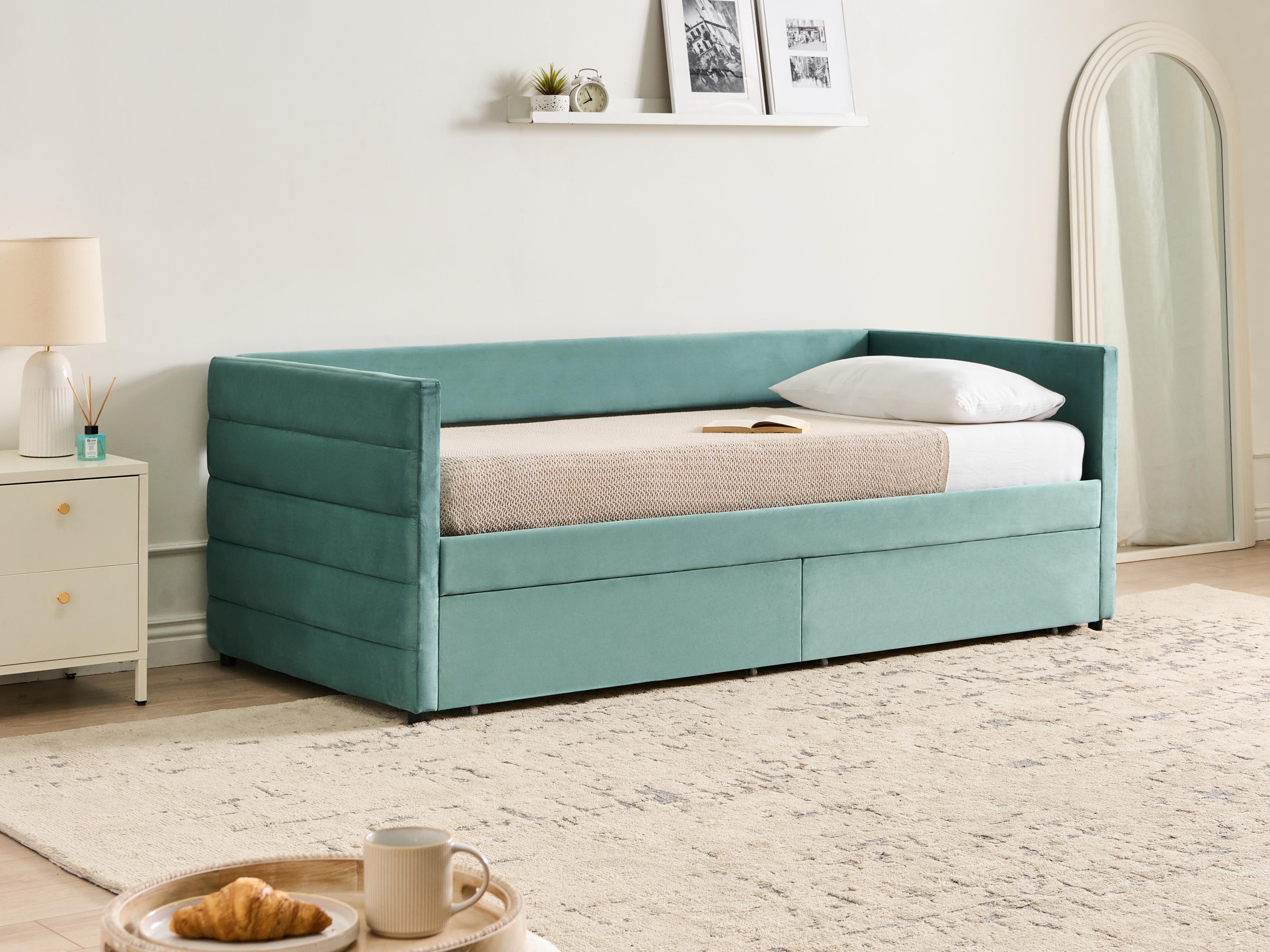 Bedbank met opbergruimte Fluweel MARRAY 90 x 200 cm Mintgroen