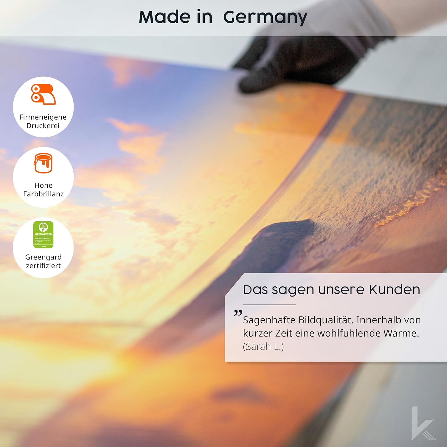 Könighaus Infrarotheizung – Gestalte Deine Fotoheizung – TÜV SÜD - 1000 Watt + Smart Thermostat + Könighaus APP - Weißer Rahmen
