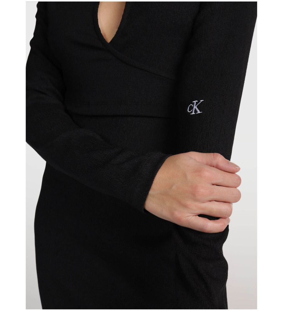 Vestido envelope com fenda frontal Calvin Klein Jeans preto