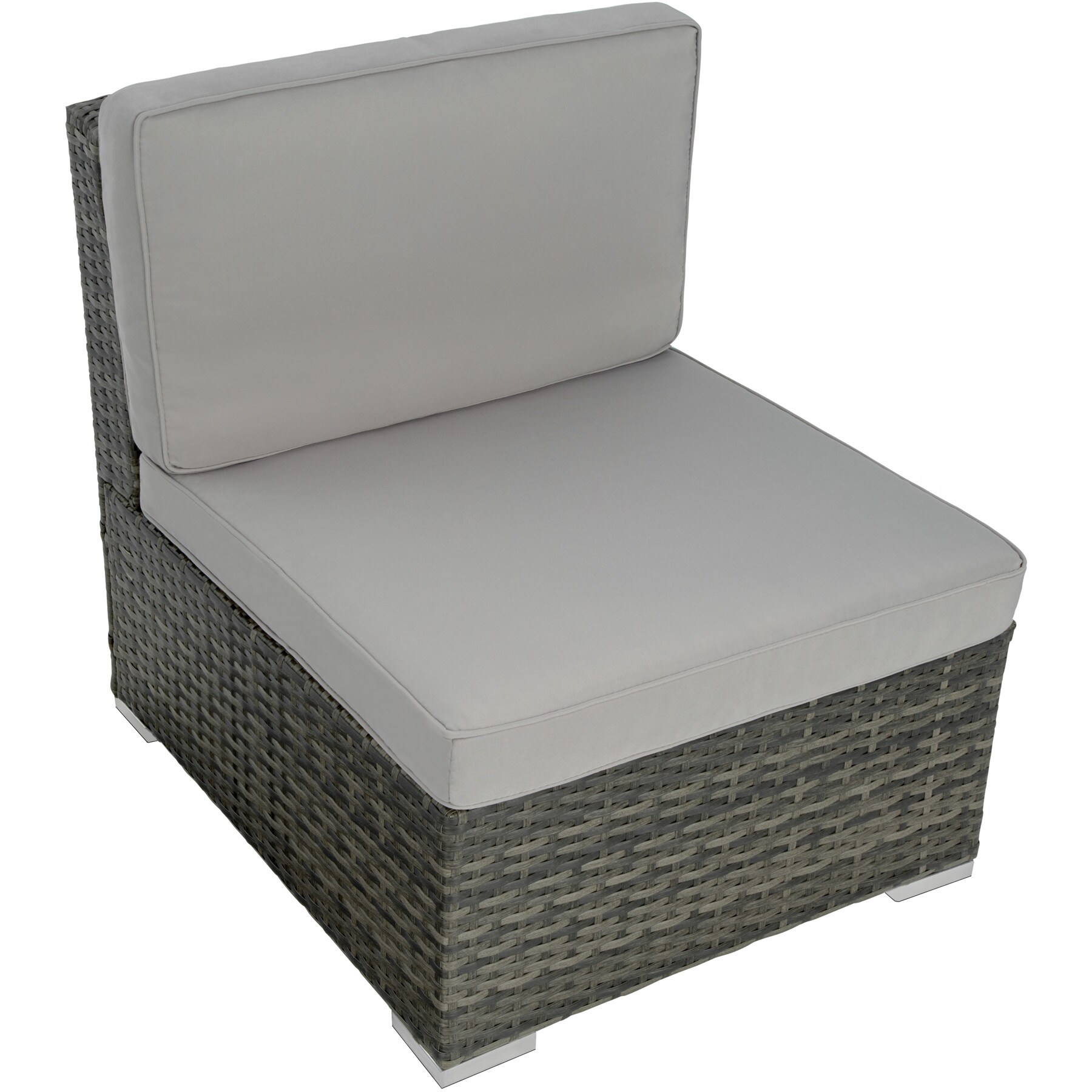 tectake® Rattan Lounge, für 6 bis 7 Personen, UV-beständig, mit Sicherheitsglasplatte