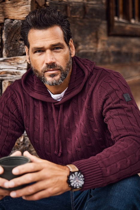 JP 1880 Hoodie, Strick, Zopfmuster, Kapuze, Pullover, bis 7 XL