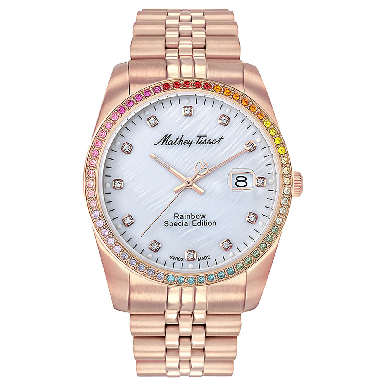 Mathey-Tissot Montre Mixte en Acier Quartz Mathy Rainbow doré rose