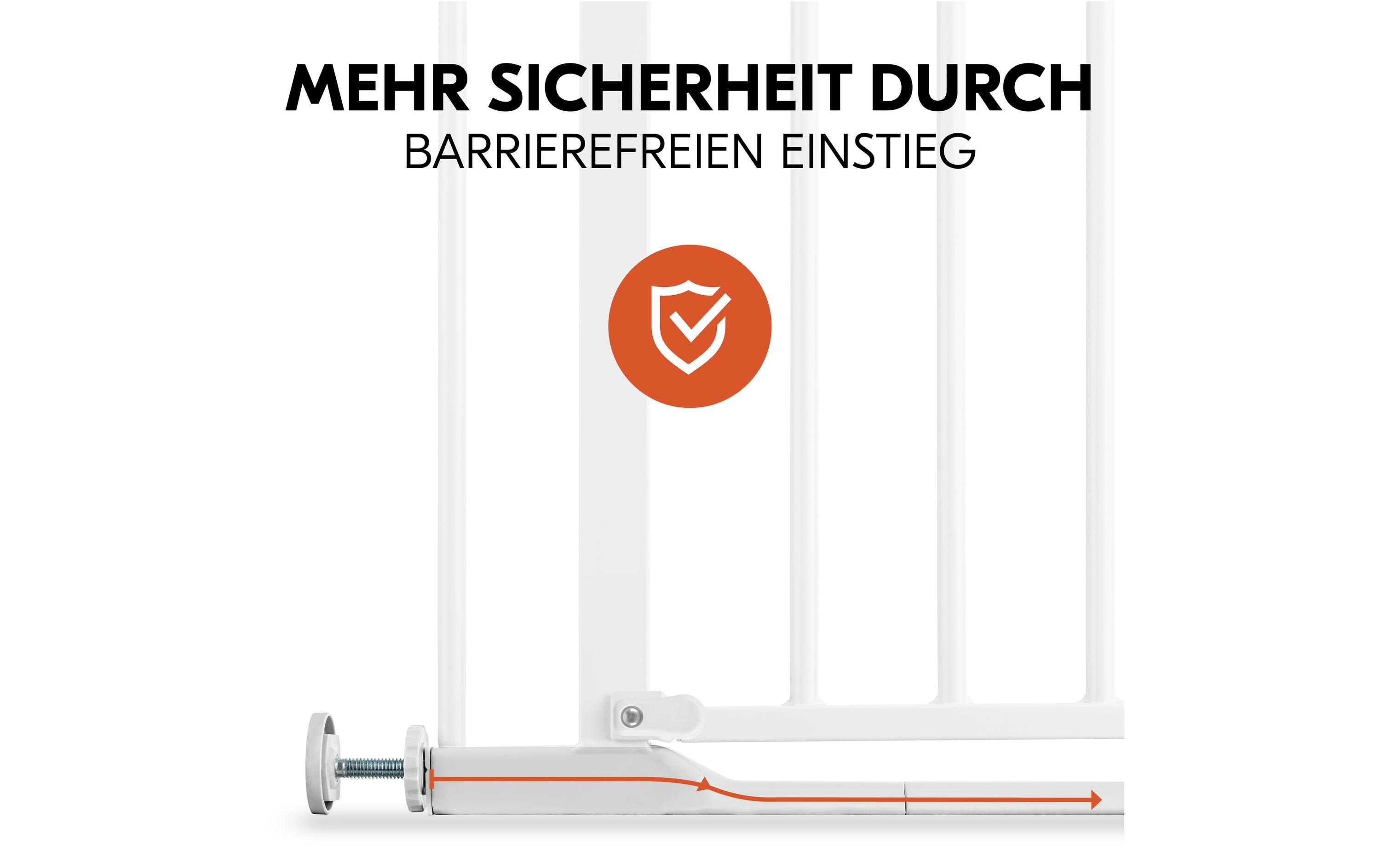 Türschutzgitter Clear Step Autoclose 2 Weiss 75 cm - 80 cmBarrierefreies, automatisch schliessendes Tür- und Treppenschutzgitter-Set