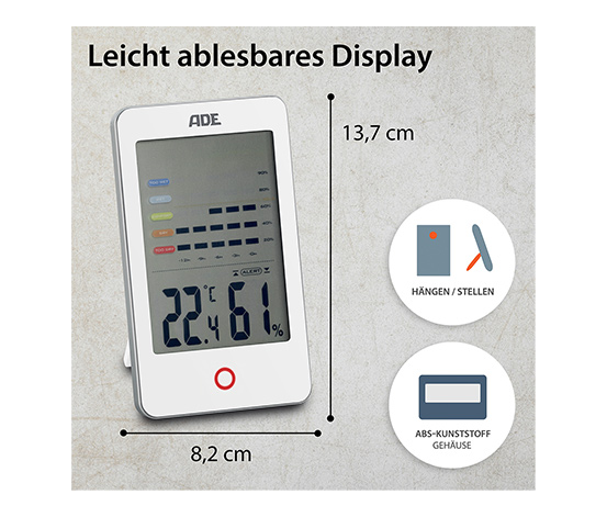 Digitales Hygrometer mit Schimmelalarm, weiß