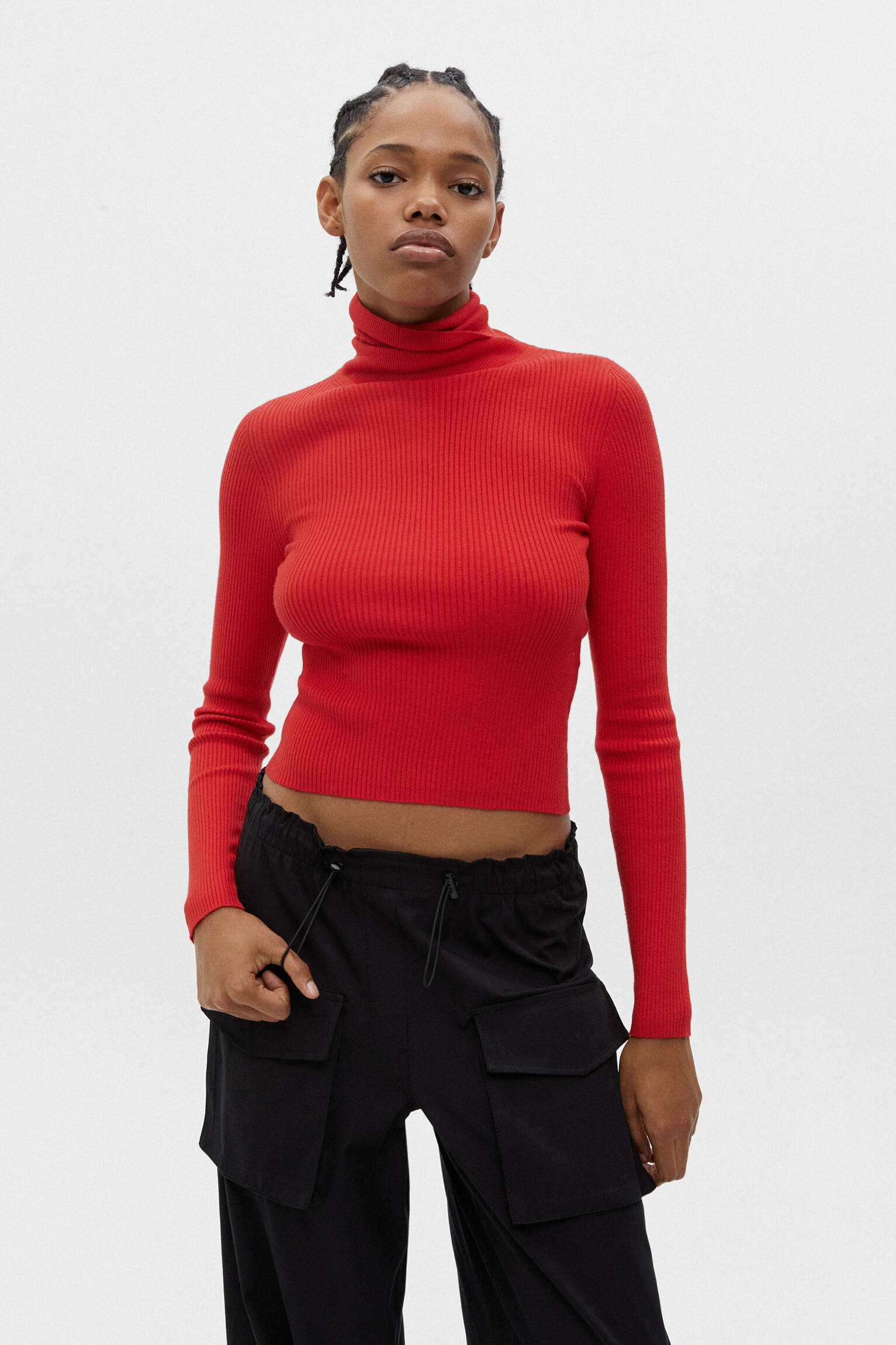 SUÉTER DE TRICÔ COM GOLA ALTA - VERMELHO