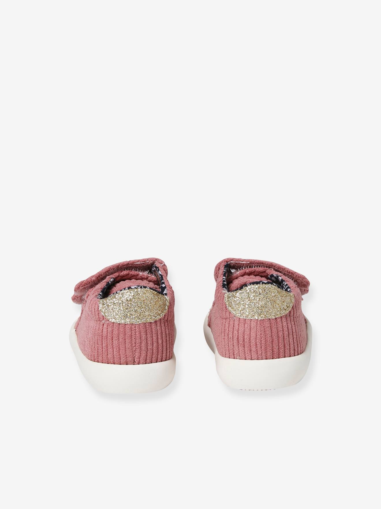 Tênis de lona infantil com fecho de velcro, rosa antigo