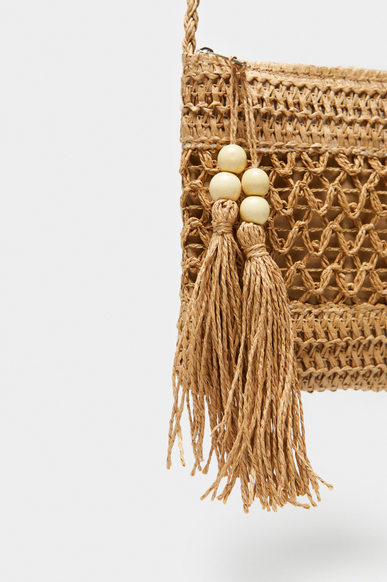 Mini bolsa transversal de ráfia - Areia