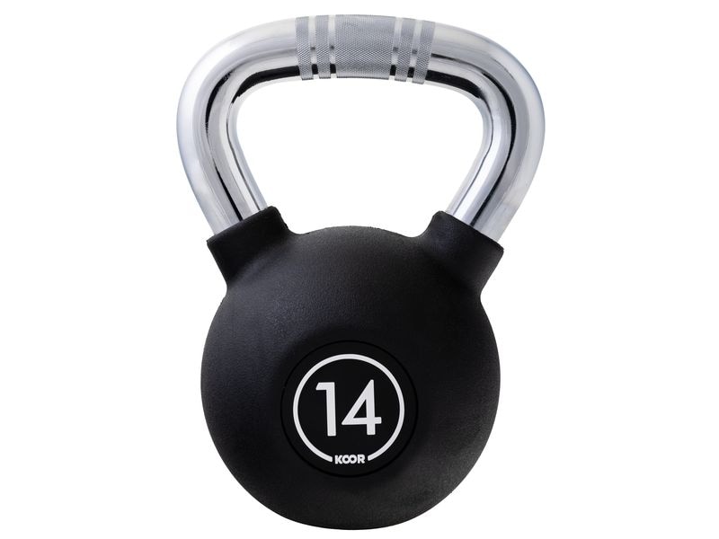 KOOR Kettlebell 14 kg, Schwarz Kugelhantel für Krafttraining
