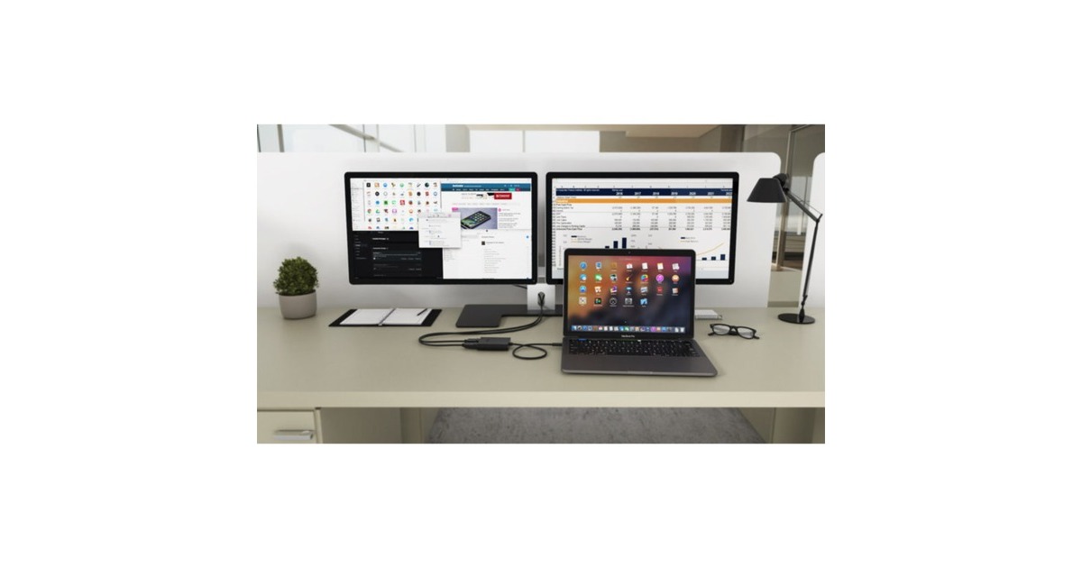 i-tecUSB-C > Dual DisplayPort adapter  (Zwart, 0,3 meter, 4K)