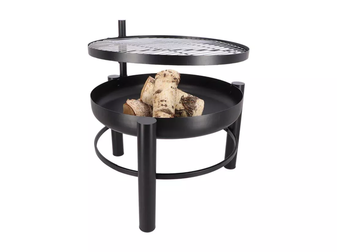 Brasero en métal avec grille de cuisson intégrée 66 x 78 x 69 cm