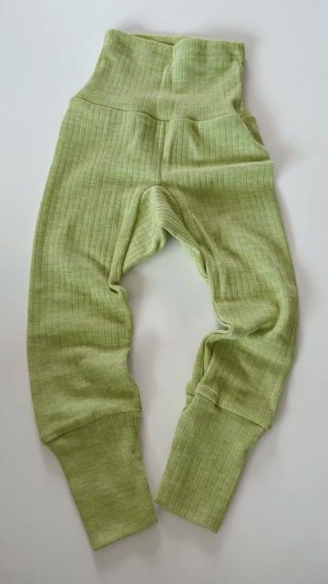 Bukse Rib m/ høyt liv – 45% Bomull, 35% Merino, 20% Silke – Ubehandlet Ull