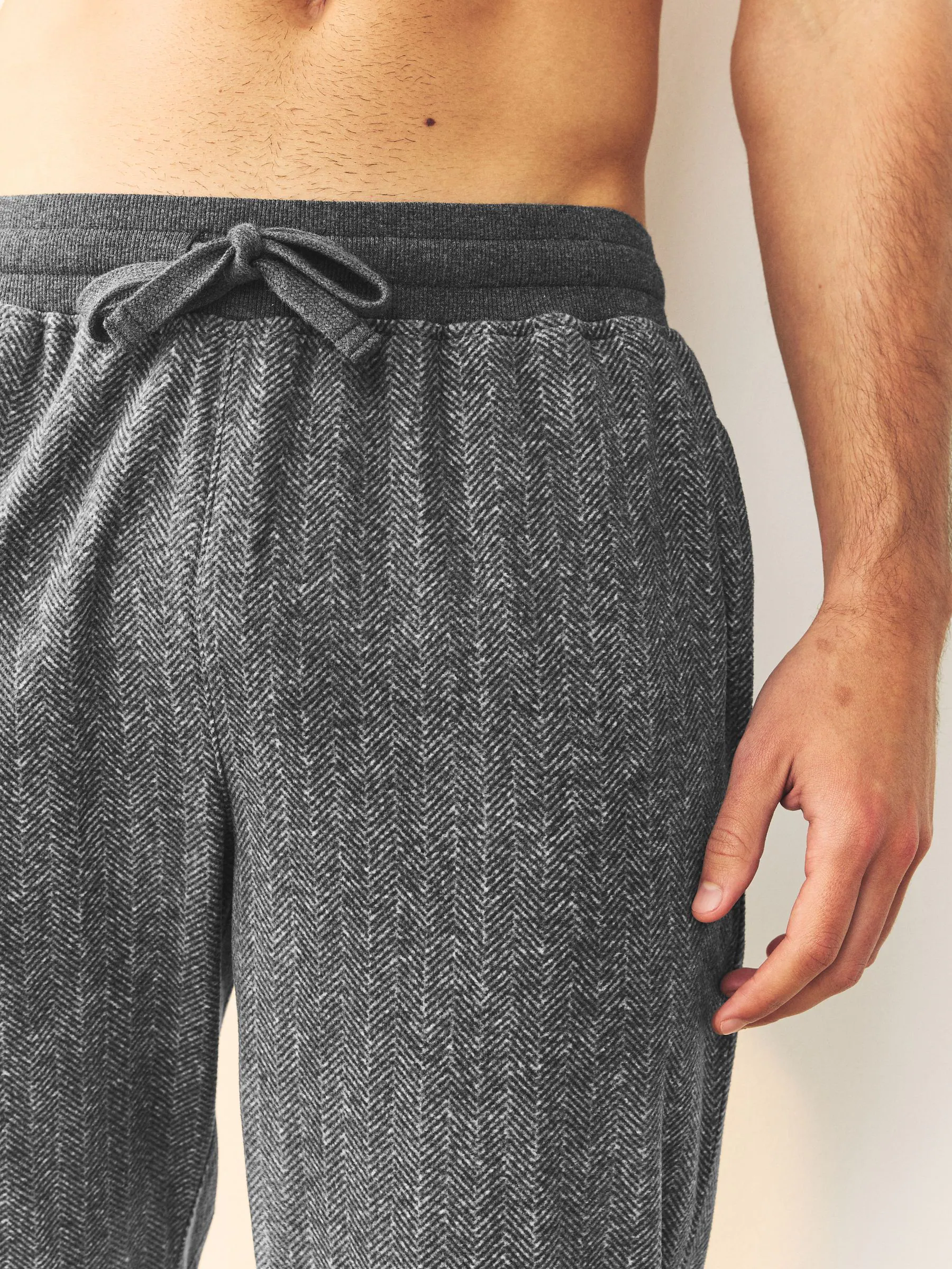 Grijze visgraat - Thermische fleece pyjama's met ruit